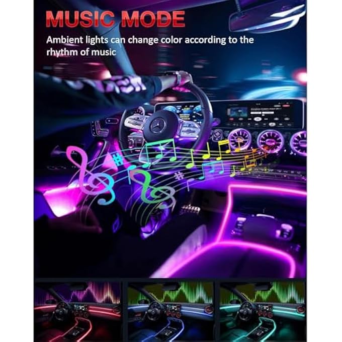 هالامودو أضواء نيون ليد 12 فولت يو إس بي إضاءة داخلية للسيارة مع جهاز تحكم عن بعد 3 متر لتزيين أسفل السيارة، أزرق - Image 4