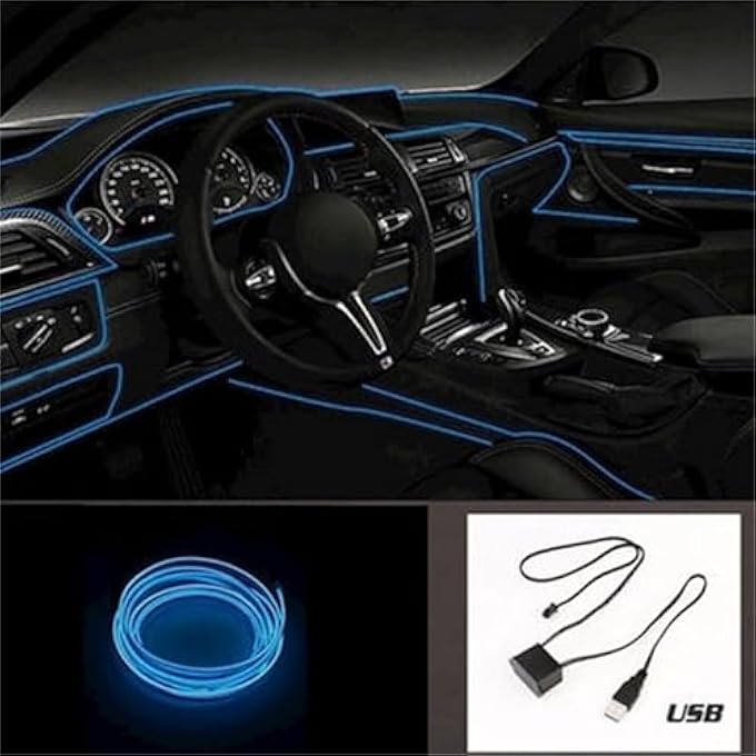 هالامودو أضواء نيون ليد 12 فولت يو إس بي إضاءة داخلية للسيارة مع جهاز تحكم عن بعد 3 متر لتزيين أسفل السيارة، أزرق - Image 2