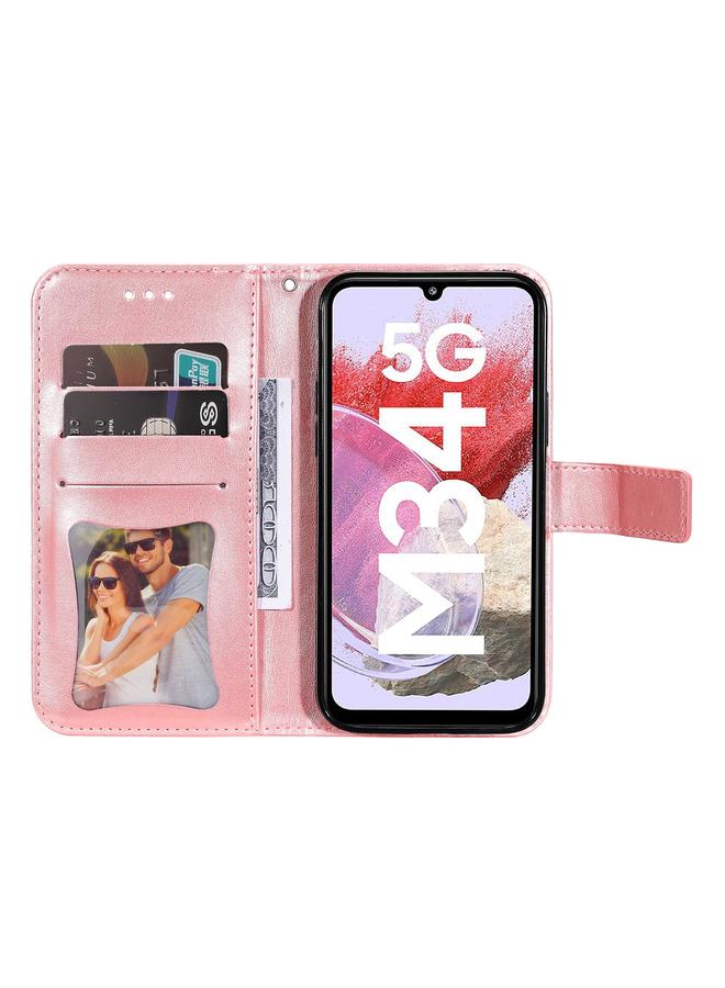 S-TOP Case For Samsung Galaxy M34 5G 7-petal Flowers Embossing Leather Phone Case - Image 4