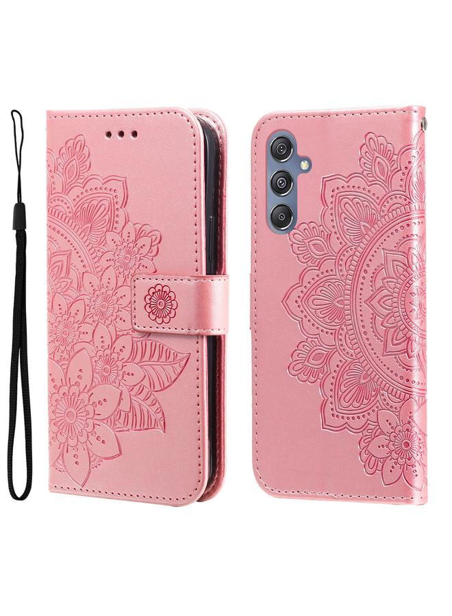 S-TOP Case For Samsung Galaxy M34 5G 7-petal Flowers Embossing Leather Phone Case - Image 1