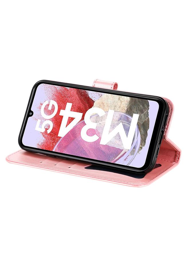 S-TOP Case For Samsung Galaxy M34 5G 7-petal Flowers Embossing Leather Phone Case - Image 5