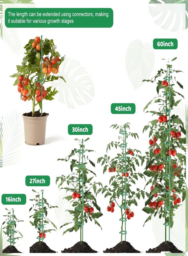 Dntorx 18Pcs Plant Stakes,16inch & 12inch Adjustable Plant Support Stake Plant Sticks for Indoor Outdoor Green Poles with Rings Clips & Ties for Potted Plants Monstera Tomato Orchid Flower - Image 5