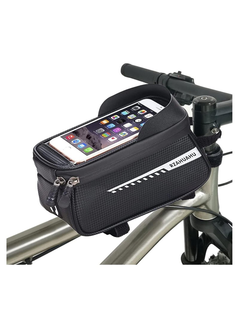 Bike Front Frame Bag, Waterproof Bike Bag Bike Phone Holder Mountain Bicycle Handlebar Pouch Bike Accessories Cycling Storage Bag with TPU Touch-Screen Sun-Visor Rain Cover for Phones under 6.5” - pzsku/ZD33CCAAA45297533699DZ/45/_/1716301475/c6d4179a-8668-48e3-afeb-4990b7f5eec4