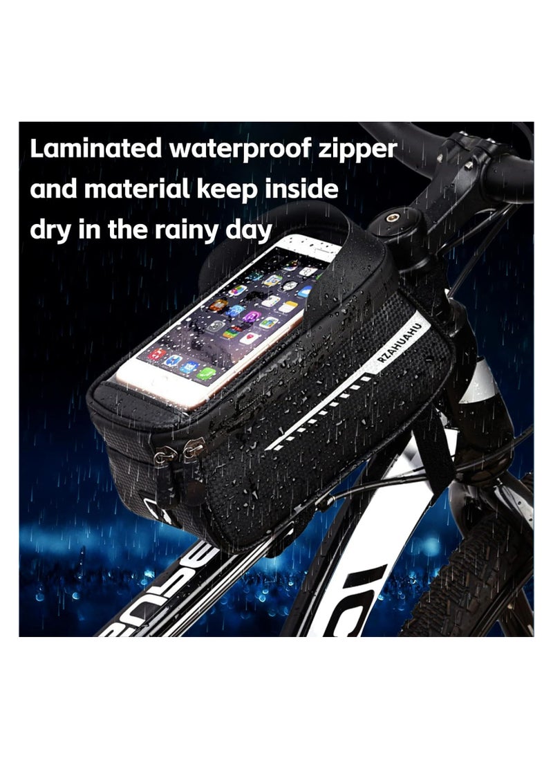 Bike Front Frame Bag, Waterproof Bike Bag Bike Phone Holder Mountain Bicycle Handlebar Pouch Bike Accessories Cycling Storage Bag with TPU Touch-Screen Sun-Visor Rain Cover for Phones under 6.5” - pzsku/ZD33CCAAA45297533699DZ/45/_/1716301796/575172b2-4266-4ccf-a8f3-56a2dc7b65f9