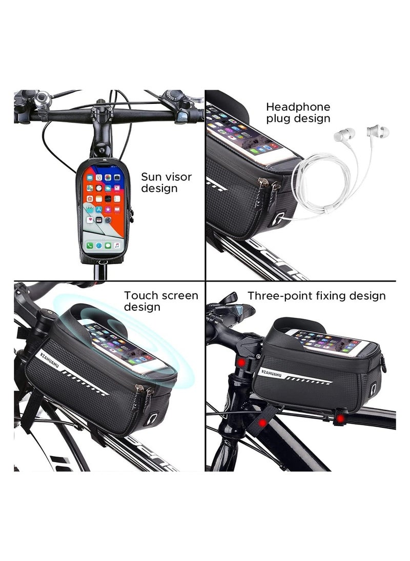 Bike Front Frame Bag, Waterproof Bike Bag Bike Phone Holder Mountain Bicycle Handlebar Pouch Bike Accessories Cycling Storage Bag with TPU Touch-Screen Sun-Visor Rain Cover for Phones under 6.5” - pzsku/ZD33CCAAA45297533699DZ/45/_/1716301915/048038df-2bc4-43ce-832e-fe53c1e67b5a