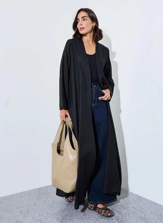 Amirah Linen Abaya With Wide Sleeve Cuff