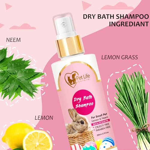 PETLIFE Organic Dry Bath Shampoo For Small Pets, Rabbits & Kitten|Dry/Waterless/Spray Rabbits & Small Pet Shampoo|Made With Natural Ingredients For A Cleaner, Smoother & Shinier Coat 200 Milliliter - Image 4