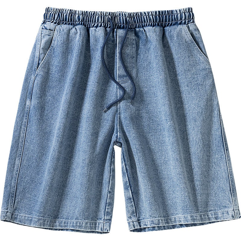 Bellken Early Rise Studio CityBoy Japanese Style Retro Washed Loose Denim Shorts Mens and Womens Casual Pants K991 light blue