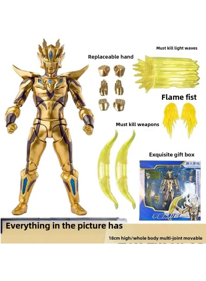 Ultraman Hand-made Spot Gold Cero Beria Geed Tiga Doll Model Stand Kidsren's Toys-Color:Golden Sweep - Image 1