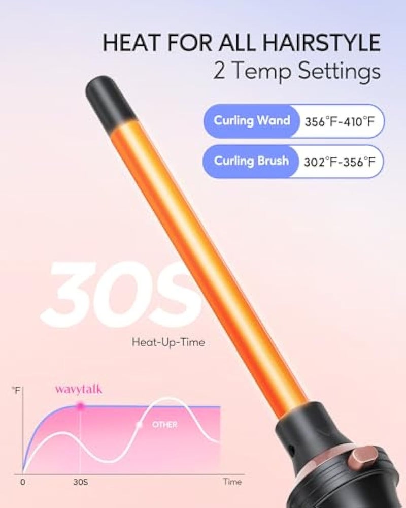 Wavytalk 5 in 1 Curling Iron,Curling Iron Set with Heated Round Brush and 4 Interchangeable Ceramic Curling Wand(0.5”-1.25"), Instant Heat Up,Dual Voltage Hair Curler - Image 3