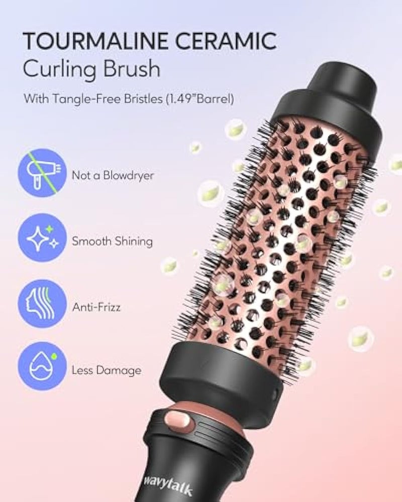 Wavytalk 5 in 1 Curling Iron,Curling Iron Set with Heated Round Brush and 4 Interchangeable Ceramic Curling Wand(0.5”-1.25"), Instant Heat Up,Dual Voltage Hair Curler - Image 5