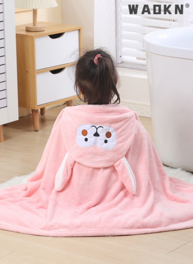 WAOKN Baby Bath Towel Hooded Ultra Soft Towel Highly Absorbent Bathrobe Blanket Toddlers Shower Gifts for Boys Girls-Extra Large 28" x 55" (Pink) - Image 2