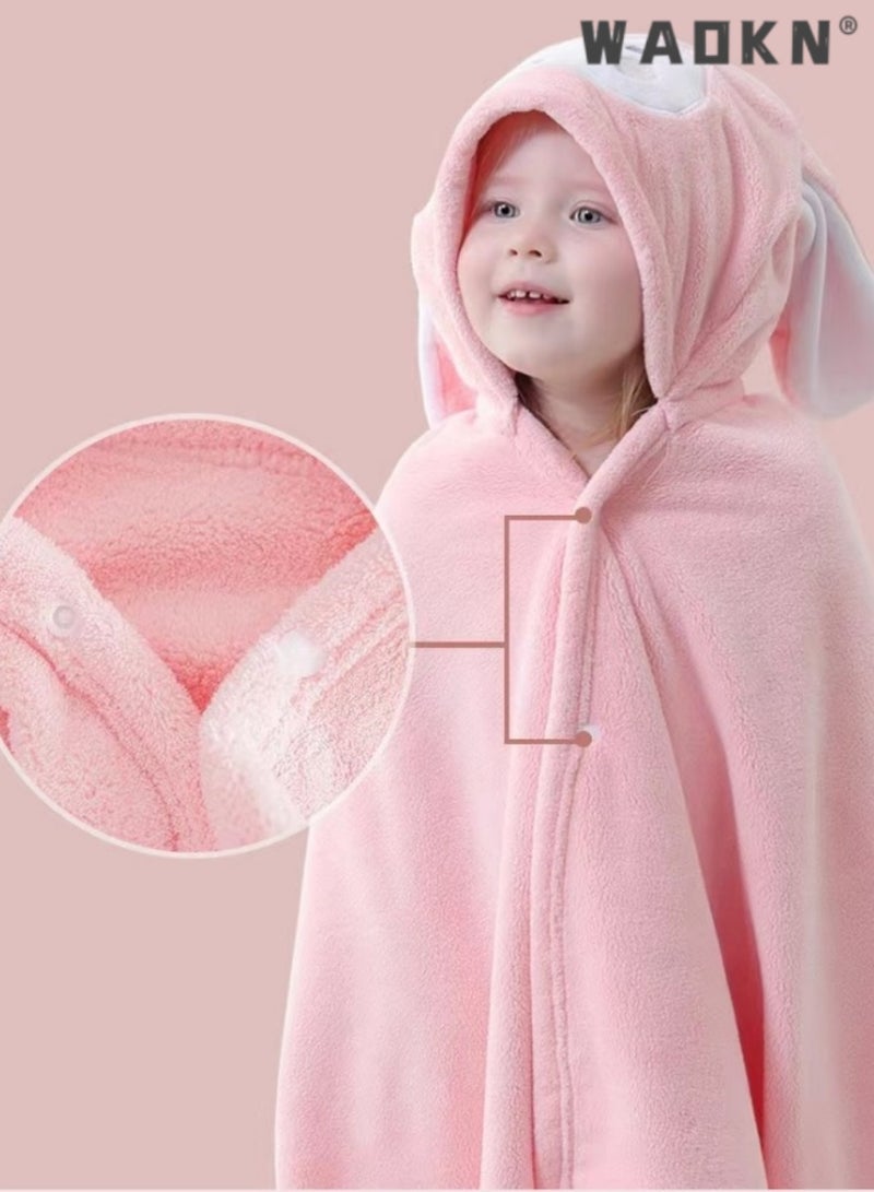 WAOKN Baby Bath Towel Hooded Ultra Soft Towel Highly Absorbent Bathrobe Blanket Toddlers Shower Gifts for Boys Girls-Extra Large 28" x 55" (Pink) - Image 4