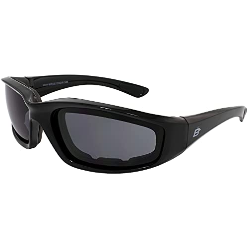 Birdz Eyewear Oriole Padded Motorcycle Glasses Black Frame with Smoked Anti-Fog Lenses and Full Foam Padding - Image 1
