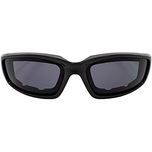 Birdz Eyewear Oriole Padded Motorcycle Glasses Black Frame with Smoked Anti-Fog Lenses and Full Foam Padding - Image 2
