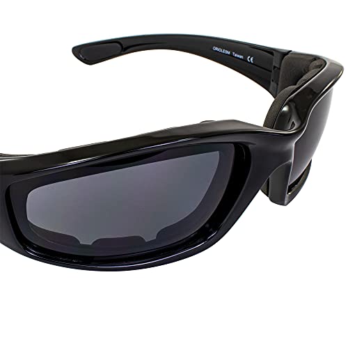 Birdz Eyewear Oriole Padded Motorcycle Glasses Black Frame with Smoked Anti-Fog Lenses and Full Foam Padding - Image 5