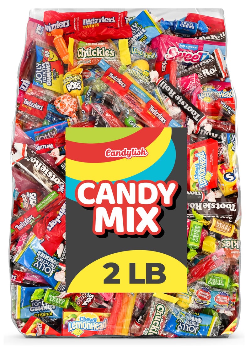Candylish Candy Mix Variety Pack Bulk Assorted Individually Wrapped Big Bag of Candy for Piñata Stuffers, Goodie Bags, Birthday Parties, Kids’ Treats & Party Favors 2 lbs - Image 1