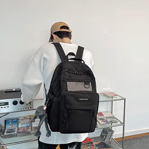 JARKJARD Cute Aesthetic Backpack Kawaii Backpack for School with Cute Pendant Casual Daypack Middle Student Travel College Bookbag for Girls Large Capacity(Black) - Image 2