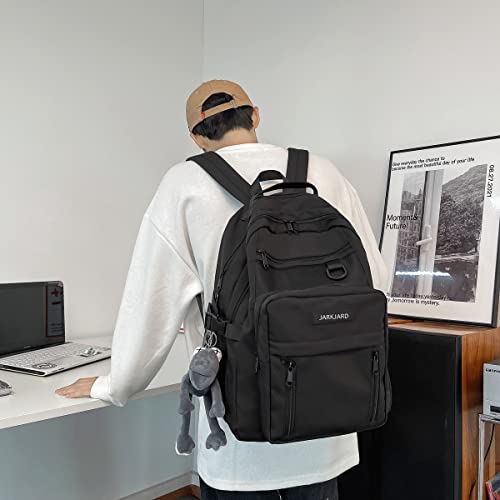 JARKJARD Cute Aesthetic Backpack Kawaii Backpack for School with Cute Pendant Casual Daypack Middle Student Travel College Bookbag for Girls Large Capacity(Black) - Image 3