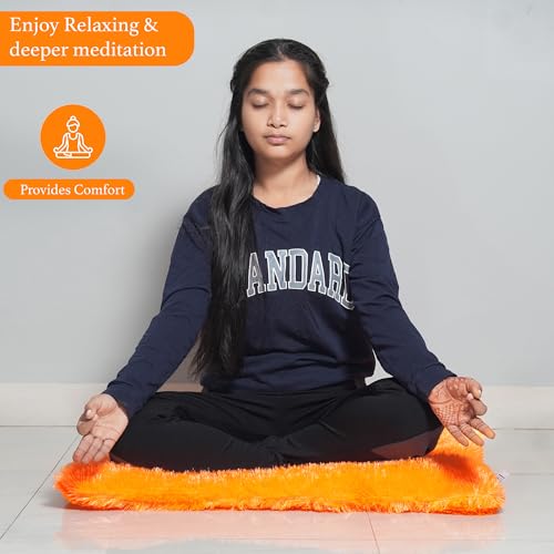 NEXTGO Floor Seat Cushions Yoga Meditation Mat Pooja aasan Soft Extra Comfortable Feather Touch Last Long Upto Washable Material Size 24 x 30 Inch 2 x 2.5 Fit (Orange) - Image 2