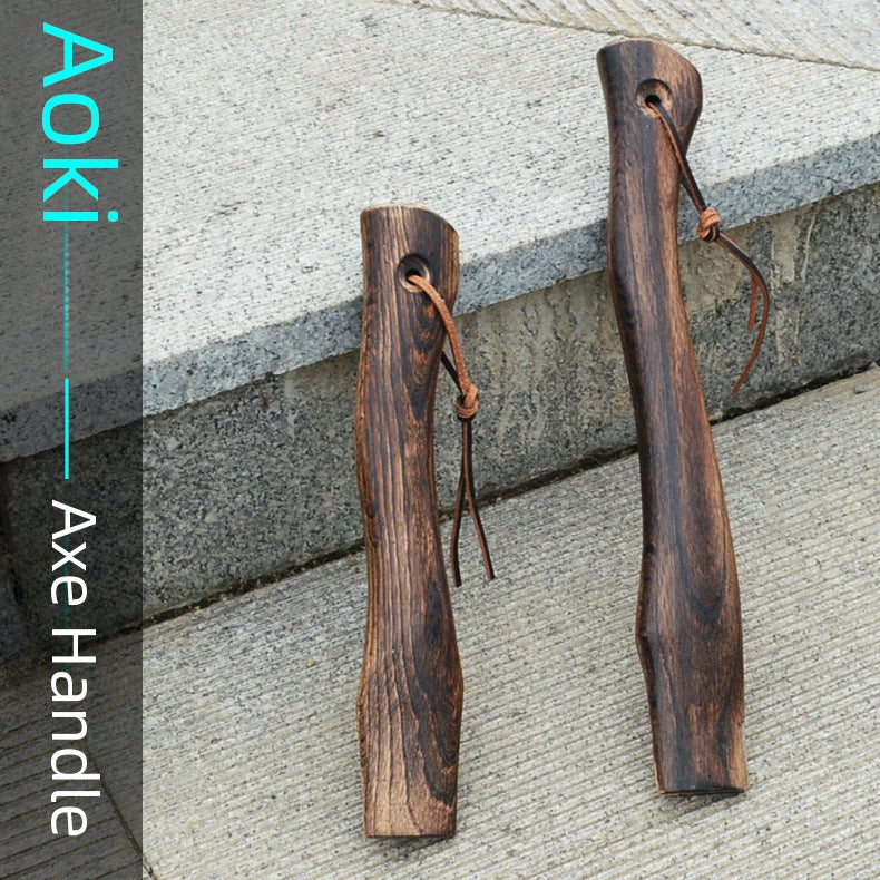Qinggang Wood Ax Handle, Short Ax Handle, Small Ax Handle, Solid Wood Ax Handle, Curved Ax Handle, Mini Ax Handle(Leather rope type 33cm) - Image 2
