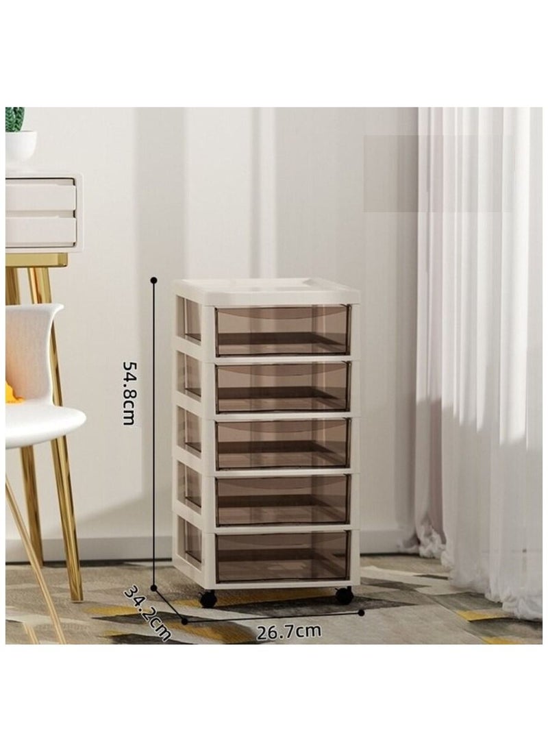 Versatile storage and organization shelves, with moving wheels for easy transportation, 5 drawers
