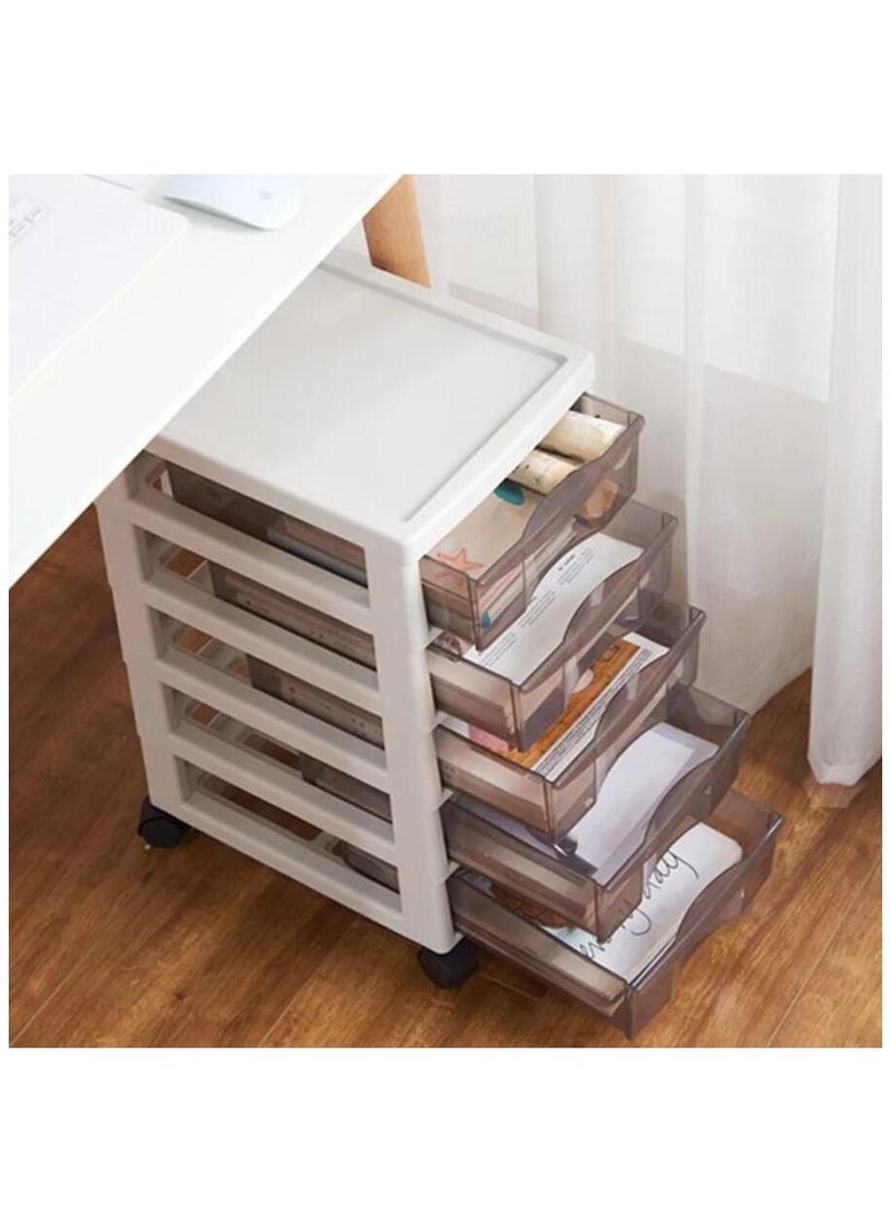 Versatile storage and organization shelves, with moving wheels for easy transportation, 5 drawers