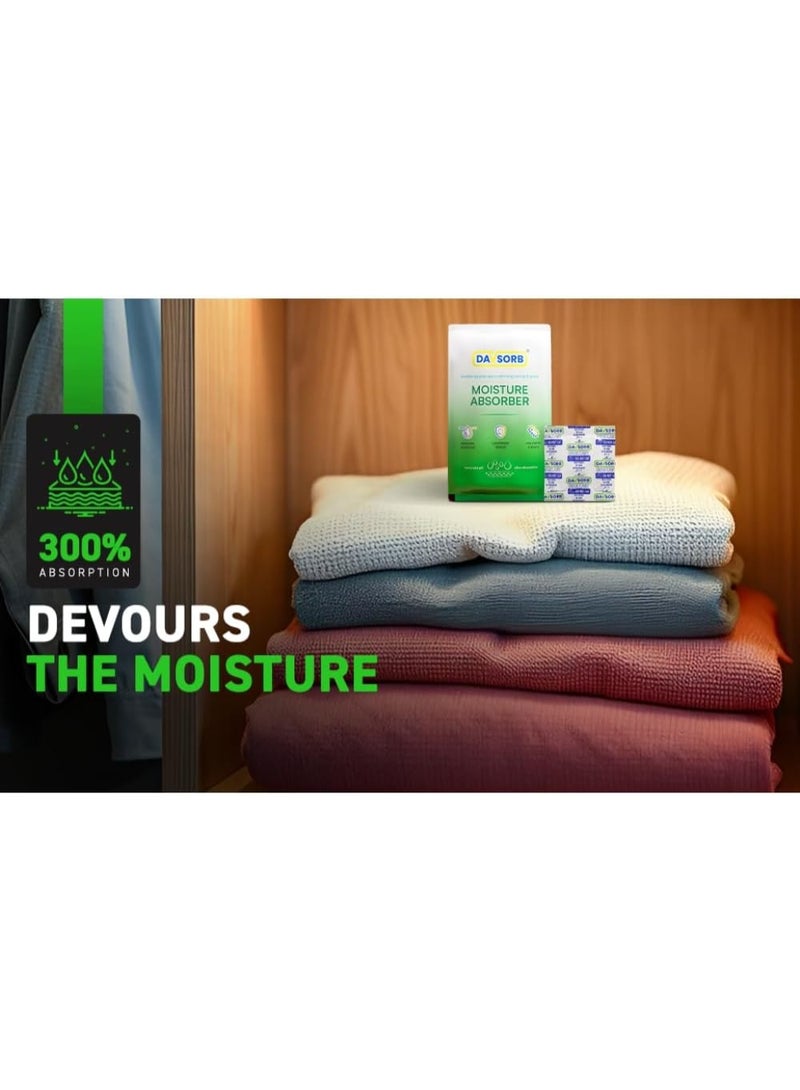 CILICAnT مزيل رطوبة الغرف DAVSORB، أكياس امتصاص الرطوبة، مناسب للمنزل والسيارات والأجهزة الإلكترونية وخزانة الملابس ورفوف الأحذية | يقاوم الرطوبة الزائدة ويمنع العفن والفطريات؛ عبوة من ٥ أكياس - ٥٠ غرام (٥ × ٥٠ = ٢٥٠ غرام)، أبيض - Image 4