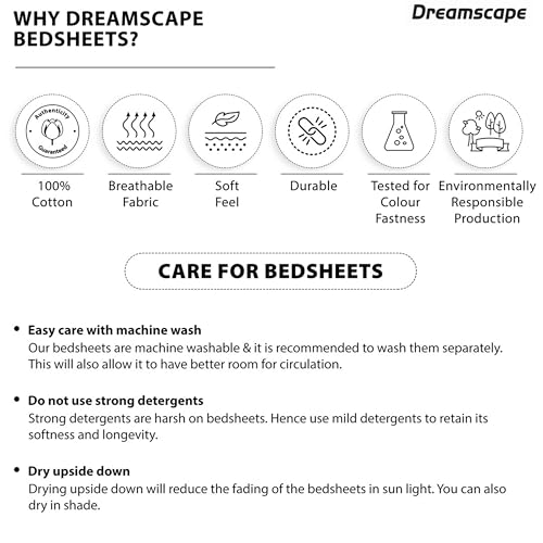 Dreamscape 140 TC 100% Cotton Double Bedsheet for Double Bed, 1 Bed Sheet (Size 87 x 98 inches) with 2 Pillow Covers, Purple - Image 5