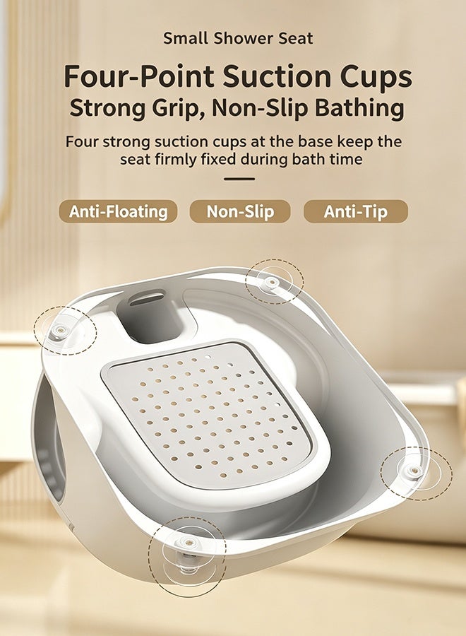 Warme Baby Bath Seat for Babies 6M+ Non-Slip Infant Bathtub Chair with Soft Cushion & 4 Suction Cups, Sit-Up Toddler Bath Seat with Temperature-Sensing Colors, Baby Bather & Shower Chair Support, Grey - Image 5