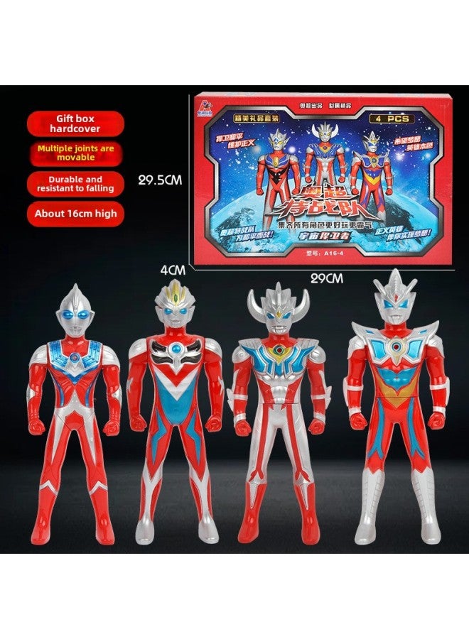 Children's Large Ottoman Toy Figure Salty Egg Superman Stall Sound And Light Tyro Men's Hand Model Toy-Color:A16-4 【4 Superman Gift Box】 - Image 1