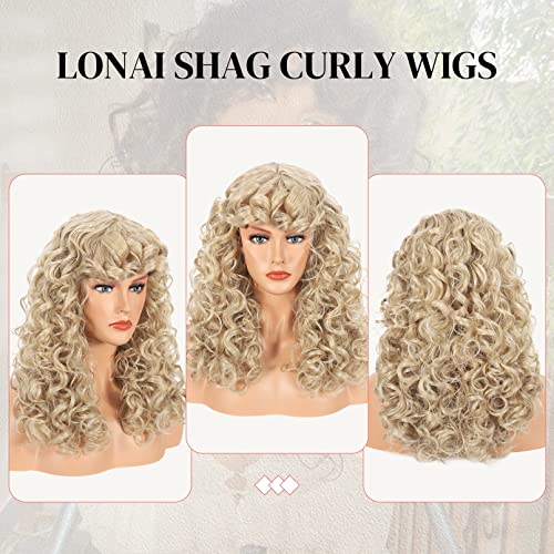 LONAI Curly Wig with Bangs for Women Long Ash Blonde Kinky Wigs with Bangs WIG006 Curly Shag Synthetic Wig for Daily Use Party Cosplay-Ash Blonde - Image 5