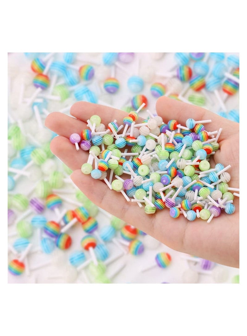 100Pcs Cute 3D Lollipop Candy Mini Nail Art Decorations DIY Accessories charm Cartoon Manicure Supplies Random Color