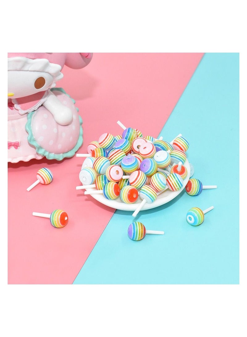 100Pcs Cute 3D Lollipop Candy Mini Nail Art Decorations DIY Accessories charm Cartoon Manicure Supplies Random Color
