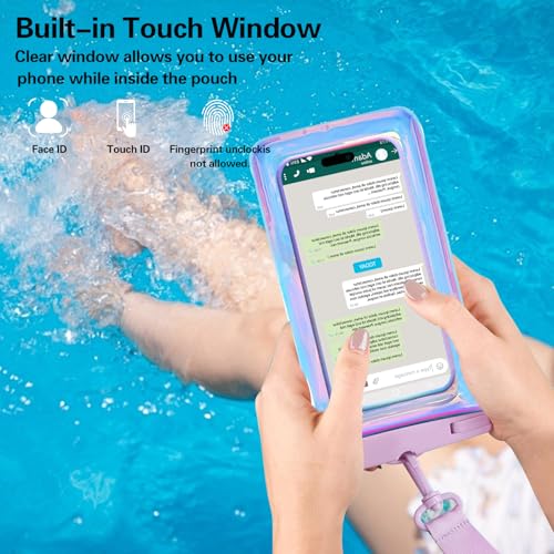 Famoby Up to 8.3" 2 Pack Iridescence Universal Waterproof Phone Pouch, Large Phone Waterproof Case Dry Bag, Protection Level: IP68, Outdoor Sports for Apple iPhone,Samsung,and More, Iridescence 2 Pack - Image 5