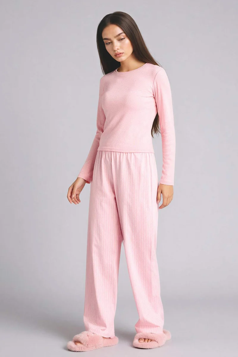 ديفاكتو Regular Fit Long Sleeve 2 Piece Pajama Set