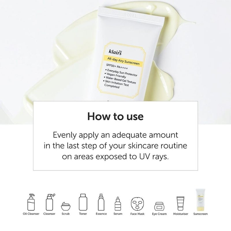 Klairs All-day Airy Sunscreen (50g) - Image 5
