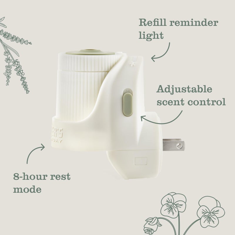 MRS. MEYER'S Clean Day Premium Scented Oil Diffuser, Wall Plug in Air Freshener, Aromatherapeutic Home Scent Device, Automatic Shut-Off and Adjustable Scent Control, Refills Sold Separately - Image 2