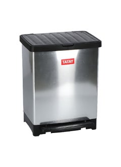 TATAY Step-On Compact Pedal Mess Free Bin Silver and Black 25 L 1020100  - Image 3