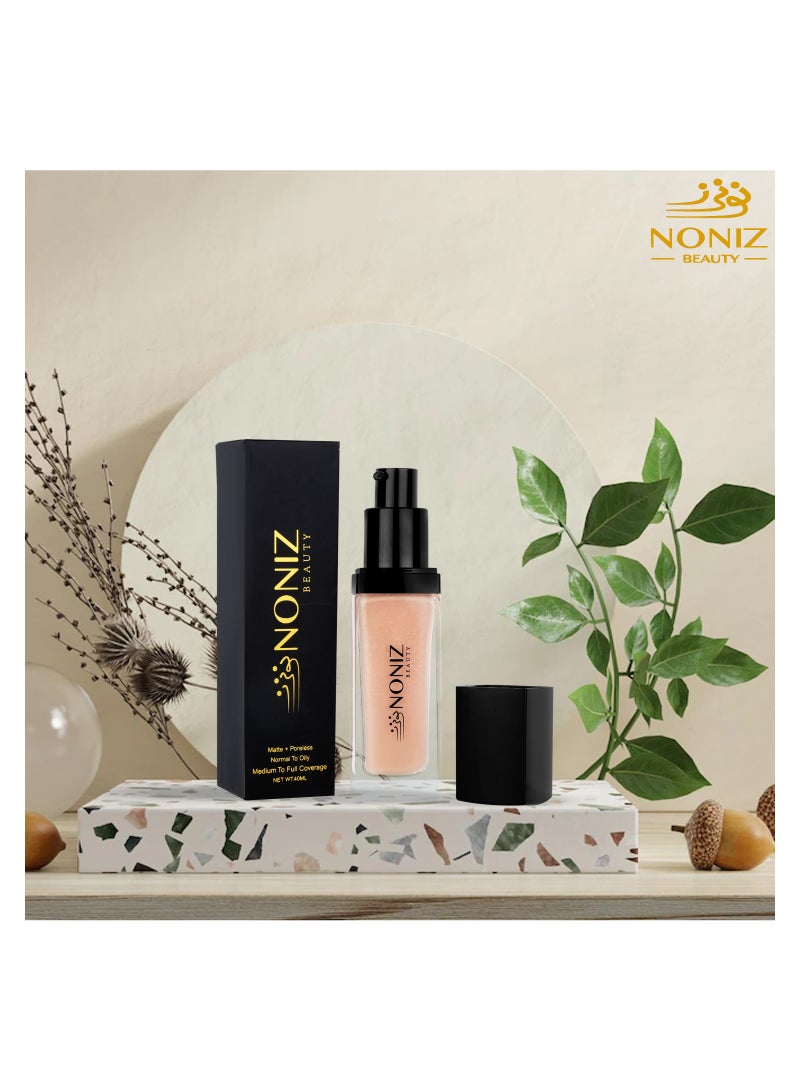 Noniz Beauty Flawless Face Makeup - Waterproof Liquid Foundation- Medium to Full Coverage-Matte Finishing Makeup Look - Oil Absorbing - Vegan Formula- Cruelty-Free Makeup 40 ml - Image 3