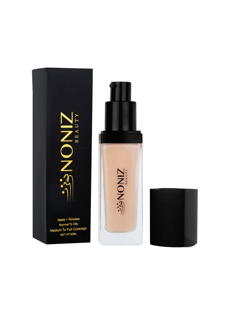 Noniz Beauty Flawless Face Makeup - Waterproof Liquid Foundation- Medium to Full Coverage-Matte Finishing Makeup Look - Oil Absorbing - Vegan Formula- Cruelty-Free Makeup 40 ml - Image 1
