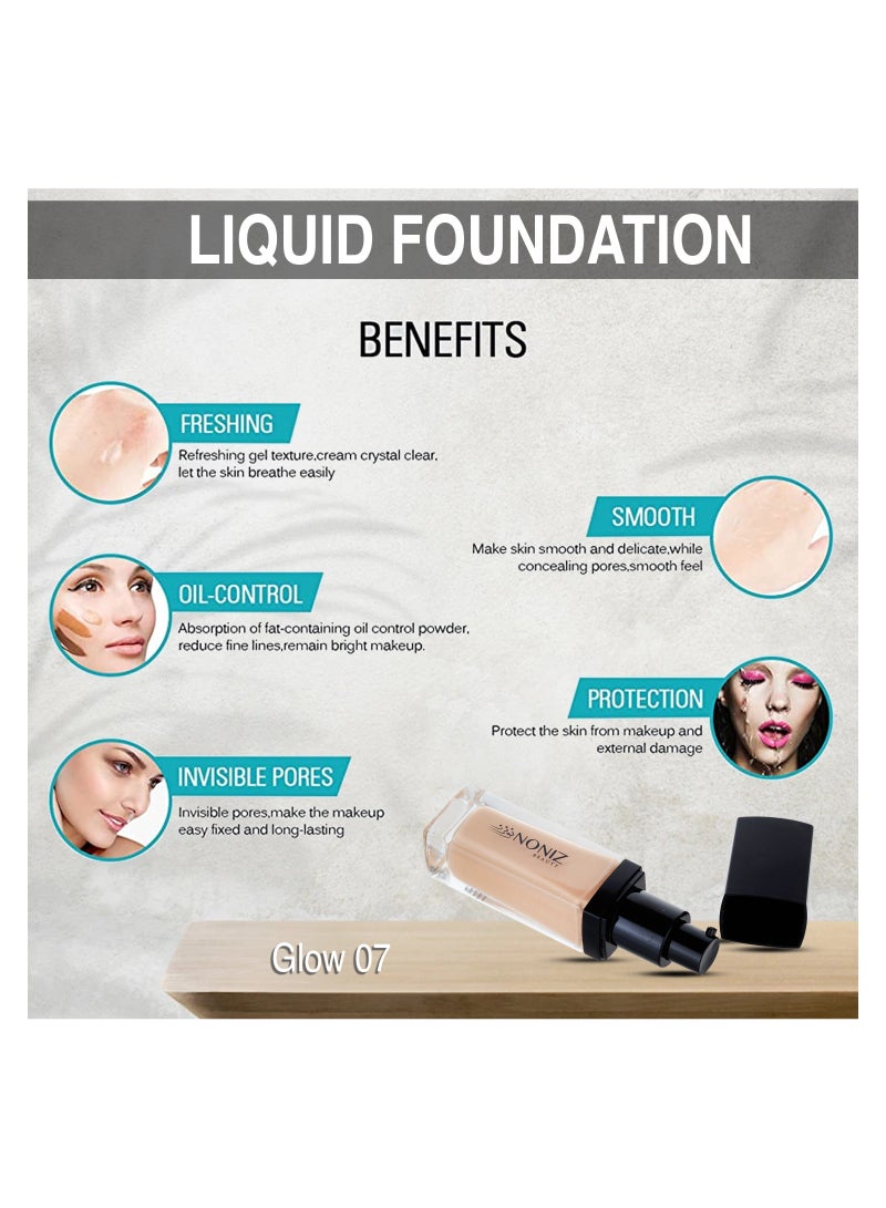 Noniz Beauty Flawless Face Makeup - Waterproof Liquid Foundation- Medium to Full Coverage-Matte Finishing Makeup Look - Oil Absorbing - Vegan Formula- Cruelty-Free Makeup 40 ml - Image 4
