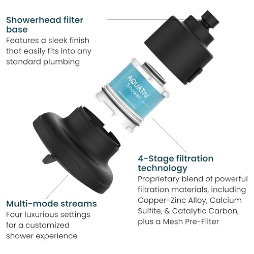 AQUA TRU AquaTru Shower - High Pressure Shower Filter Removes Impurities from Hard Water to Support Healthy Skin, Scalp, Hair, Reduce Breakage, and Enhance Your Beauty and Self-Care Routine (Matte Black) - Image 3