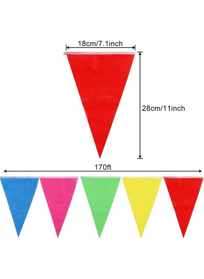 RUBFAC - 1020Ft 720Pcs Colorful Pennant Banner Flags Multicolor Bunting String Triangle Flags Bulk Garland For Grand Opening Carnival Theme Birthday Party Decoration Outdoor Events Classroom Decor - Image 1