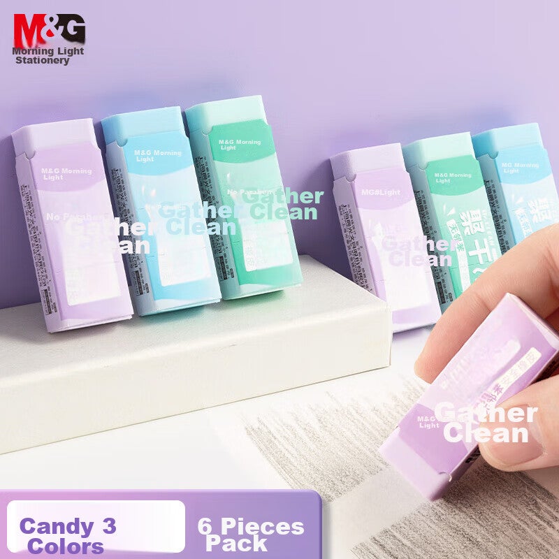 محايات ملونة لقرطاسية M & G ، سهلة المسح ، محايات آمنة خالية من الفثالات لامتحانات الطلاب ، رسم فني للرسم ، حجم متوسط ، عبوة من 6 ، مستلزمات العودة إلى - Image 2