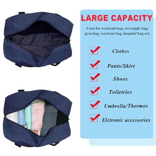 Beurlike For Spirit Airlines Personal Item Bag 18x14x8 Foldable Carry on Bags for Airplanes Travel Duffel Bags for Women and Men(Snow Navy (With Shoulder Strap)) - Image 5