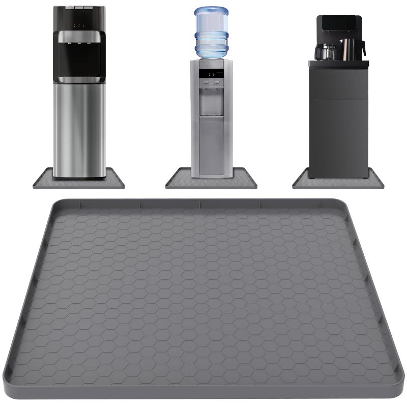 Water Cooler Mat  22 x 19 NonSlip Water Cooler Dispenser Mat with Raised Edges for Floor Protection Under Water Cooler Dispenser Mat Great for BedroomsKitchens Offices Bars Gray