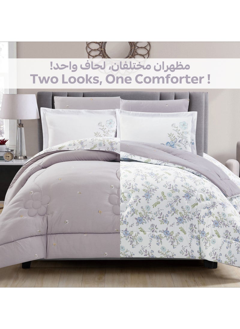 طقم مفرش سياتل مشجر 4 قطع مفرد ونص 170 × 230 سم لجميع الفصول فضي معدني