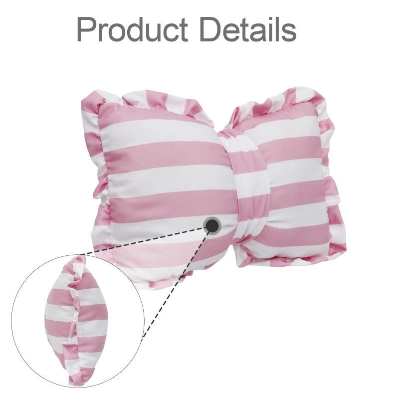 Pink Striped Bow Pillow Throw Pillow Soft Comfortable Decor For Bedroom Sofa - Image 4