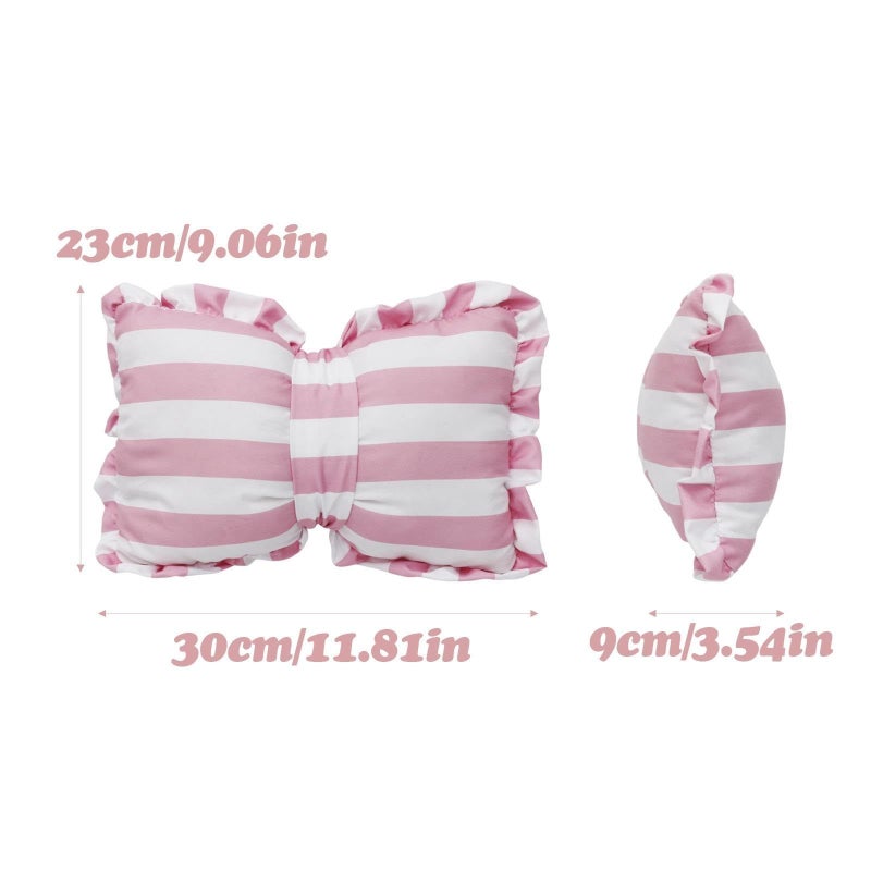 Pink Striped Bow Pillow Throw Pillow Soft Comfortable Decor For Bedroom Sofa - Image 3